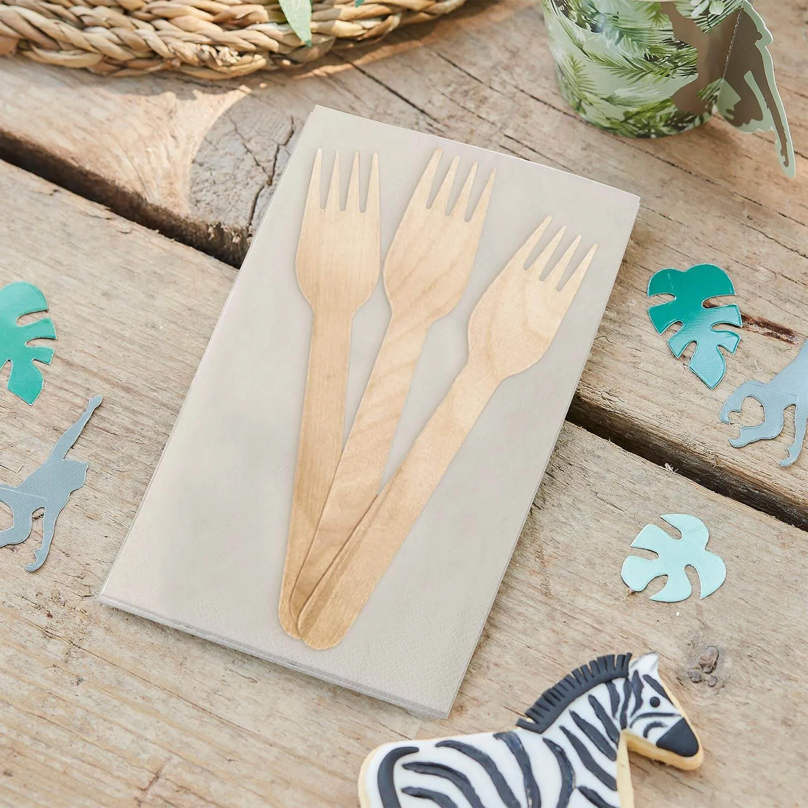 100 Pack Eco Friendly Birchwood Picnic Forks, 6" Biodegradable Wooden Cutlery