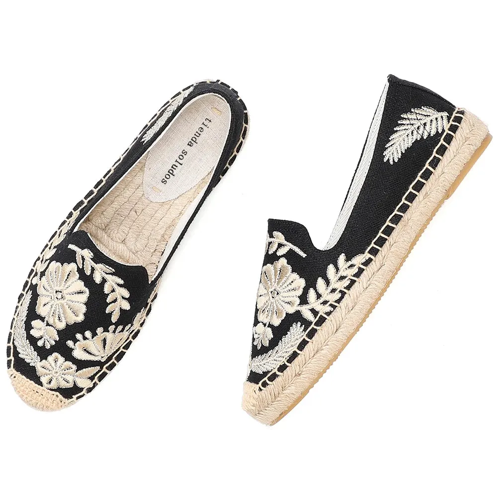 2024 Sapatos Womens Casual Espadrilles Slip-on Breathable Flax Hemp For Girl Shoes Fashion Embroidery Comfortable Ladies Girls