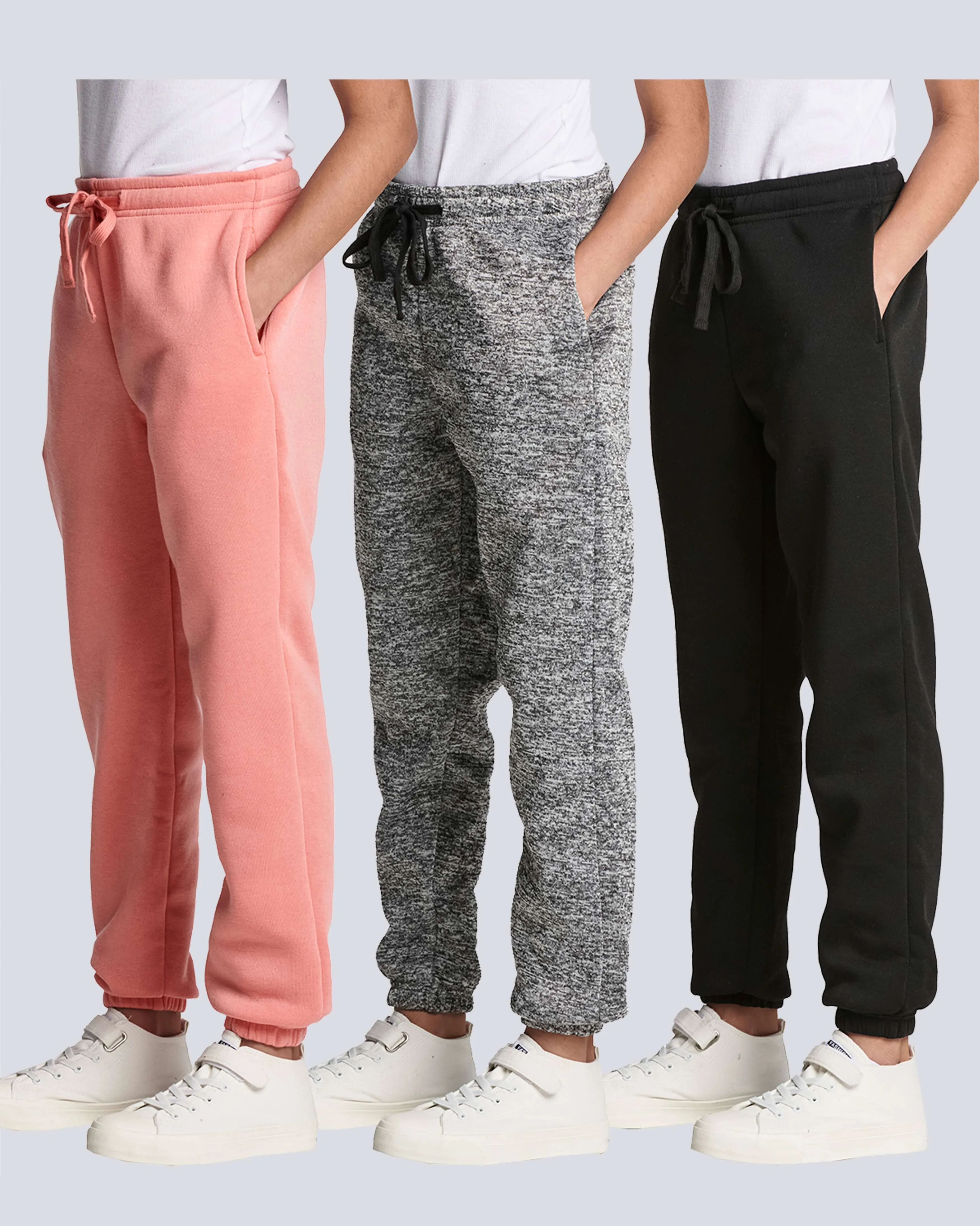 3 Pack: Girls' Active Fleece Jogger Pants