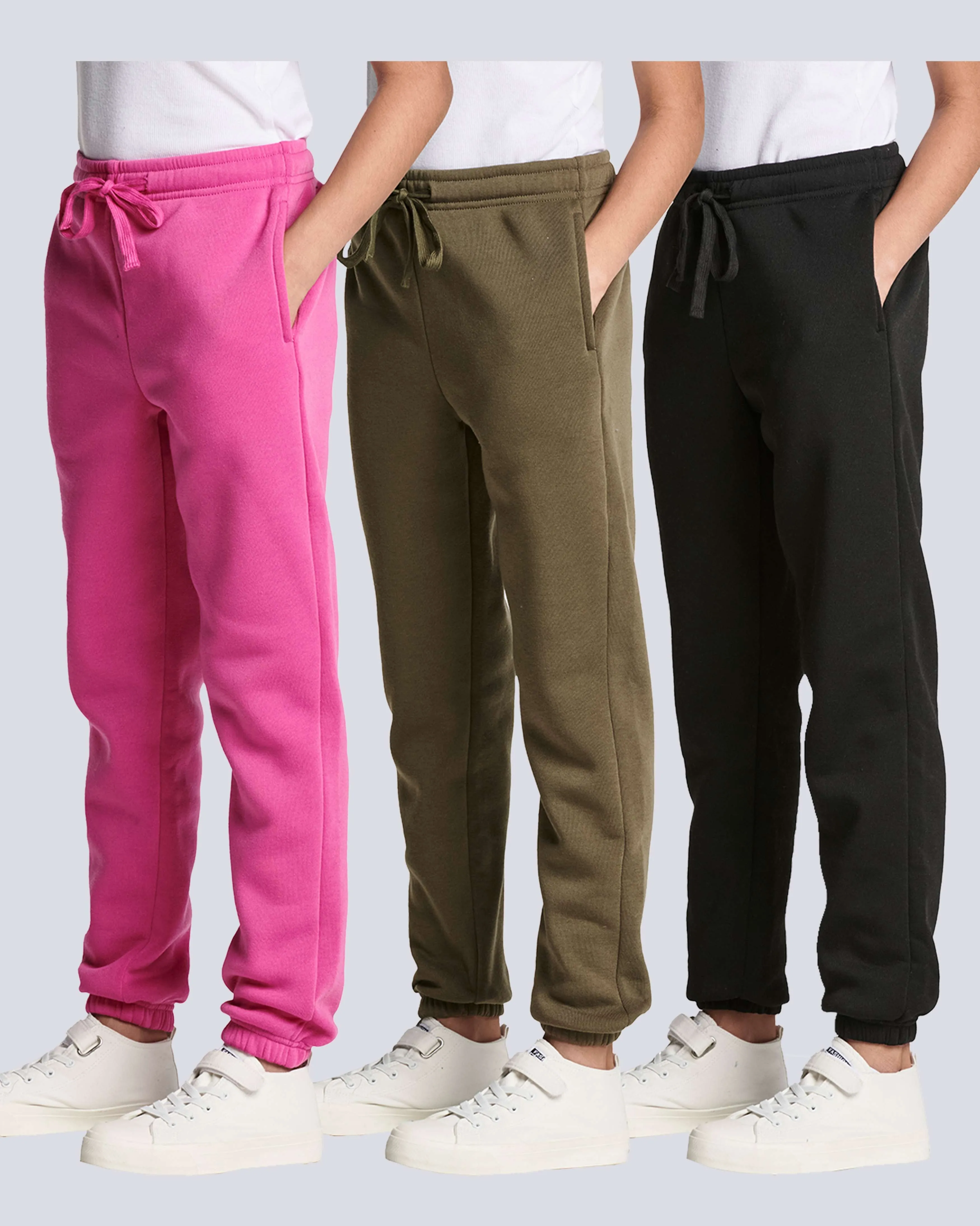 3 Pack: Girls' Active Fleece Jogger Pants