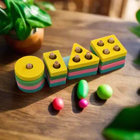 4 shapes - Wooden Colorful Shape Sorting Stacking Rings Toys for Baby