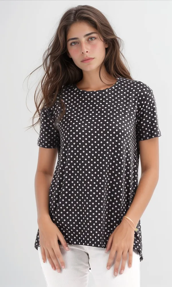 95033 Polka Dots Black & Nude Summer Tee