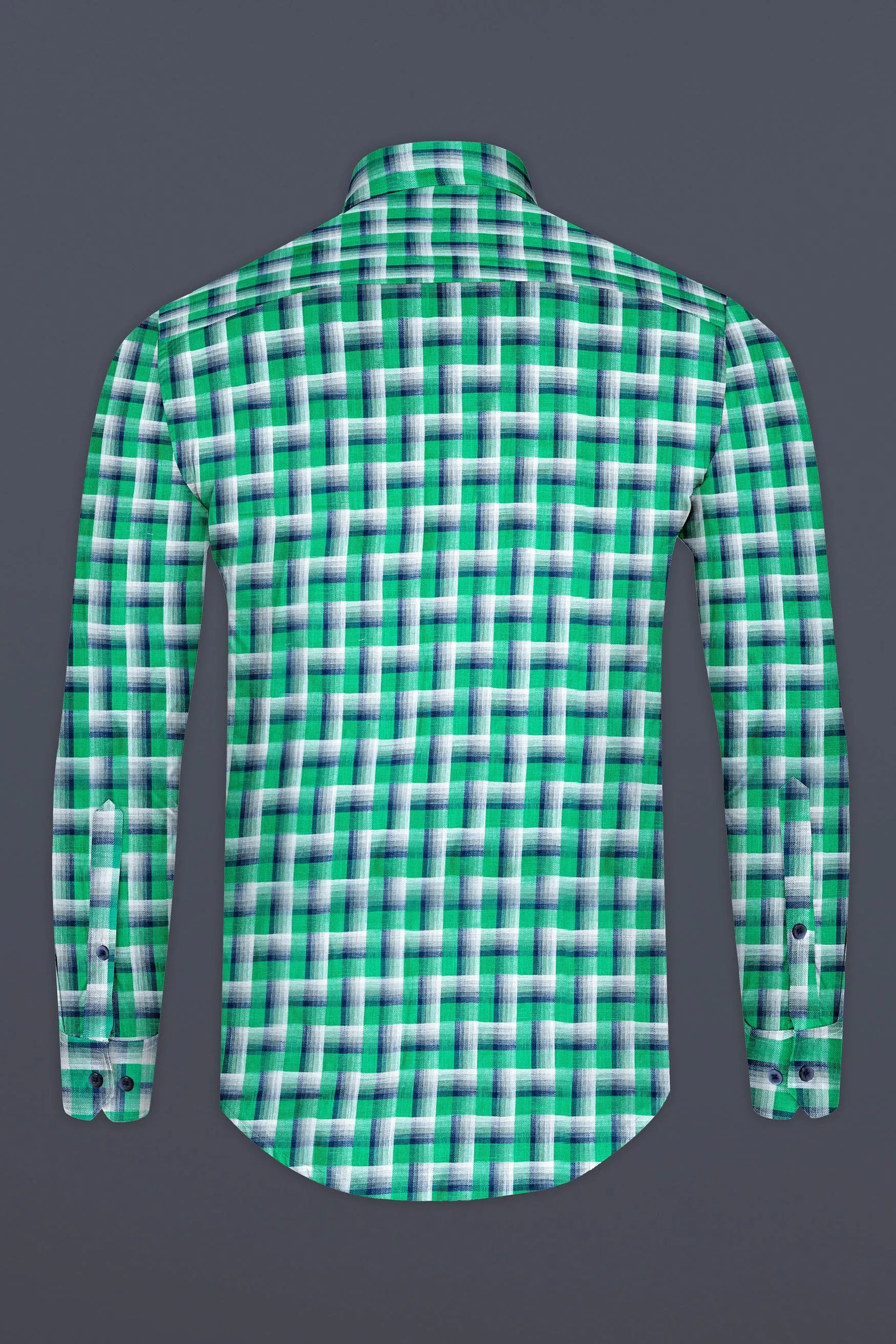 Acapulco Green and Bright White Twill Premium Cotton Shirt