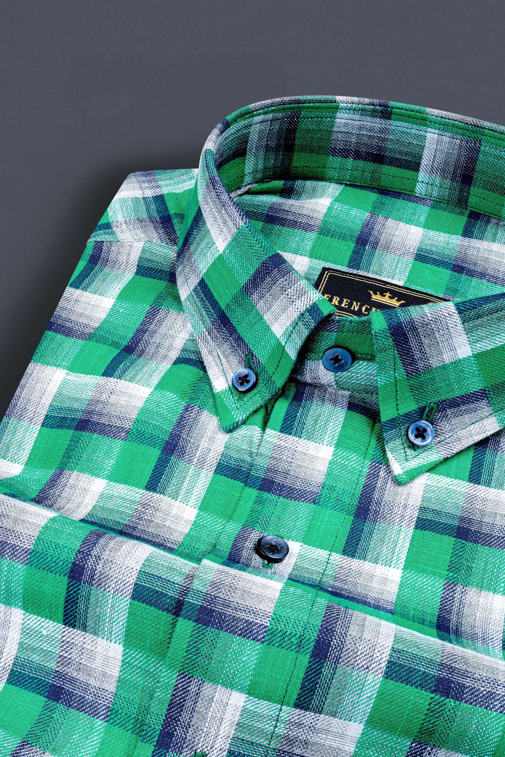 Acapulco Green and Bright White Twill Premium Cotton Shirt