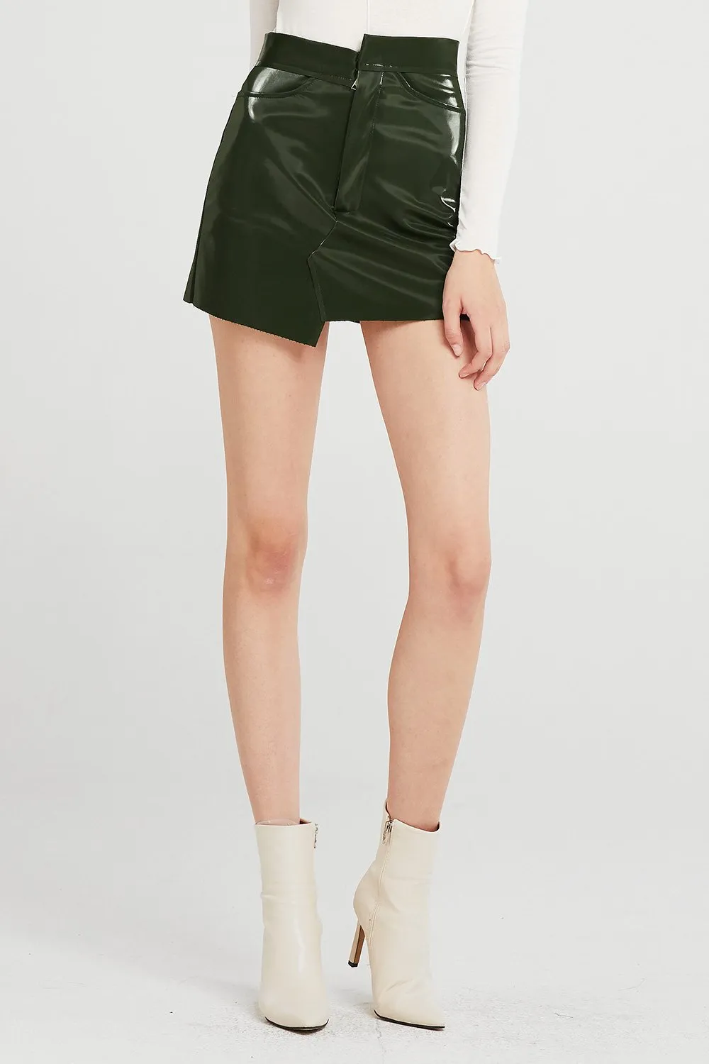 Annie Patent Pleather Asymmetric Skirt