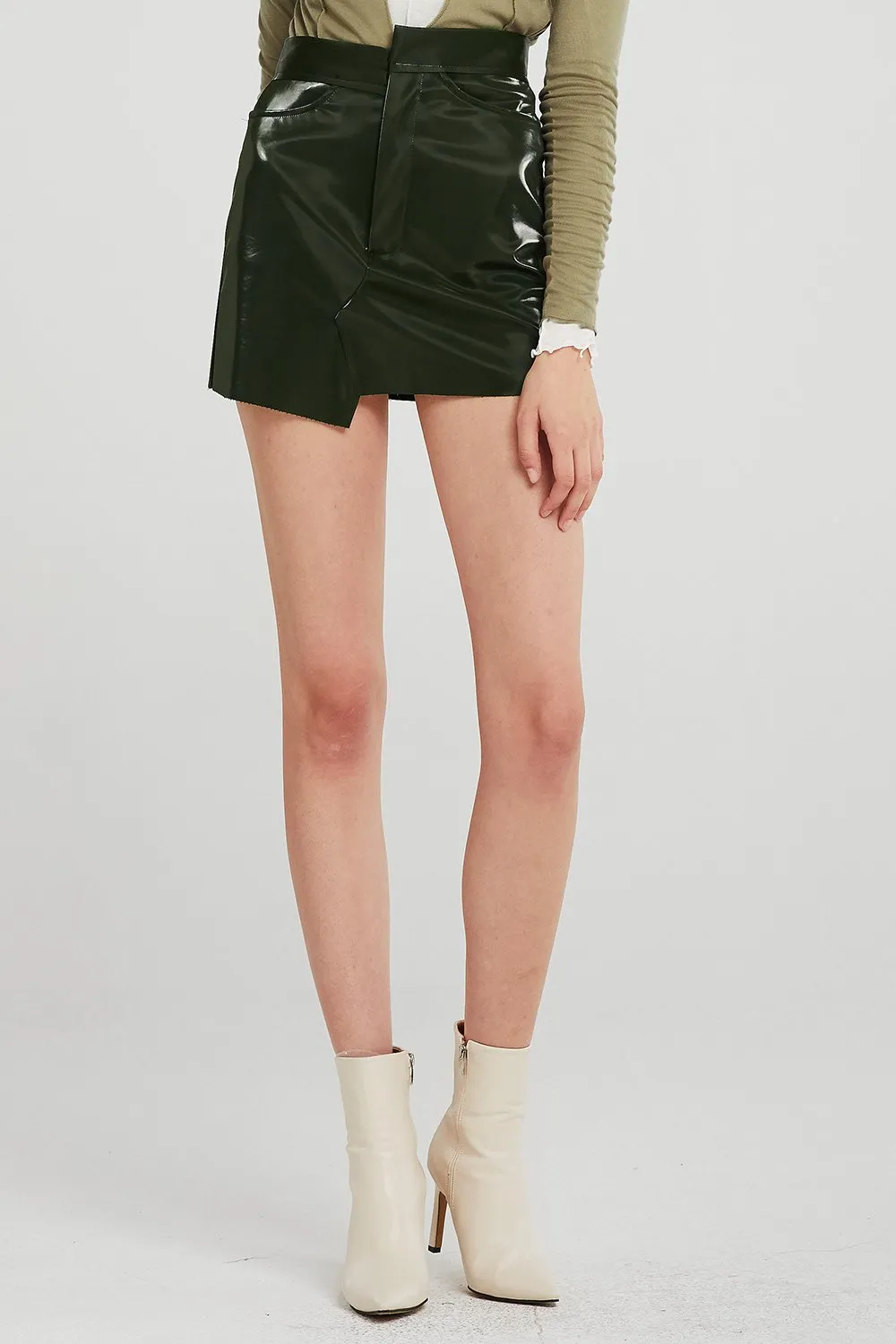 Annie Patent Pleather Asymmetric Skirt