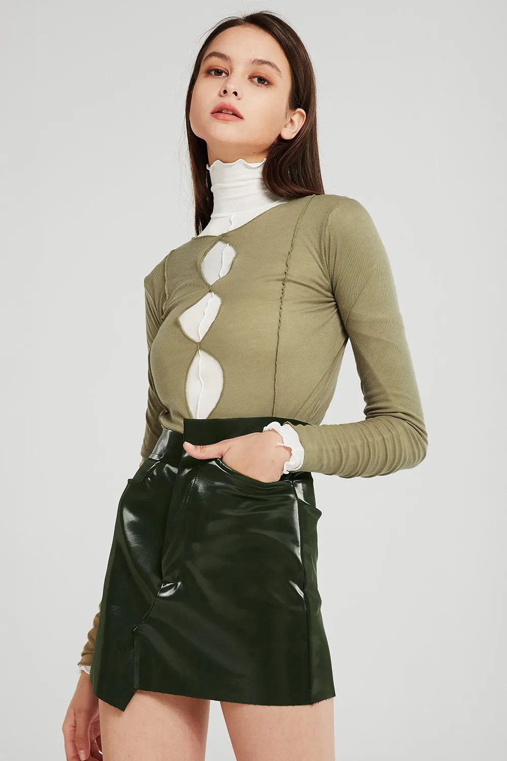 Annie Patent Pleather Asymmetric Skirt