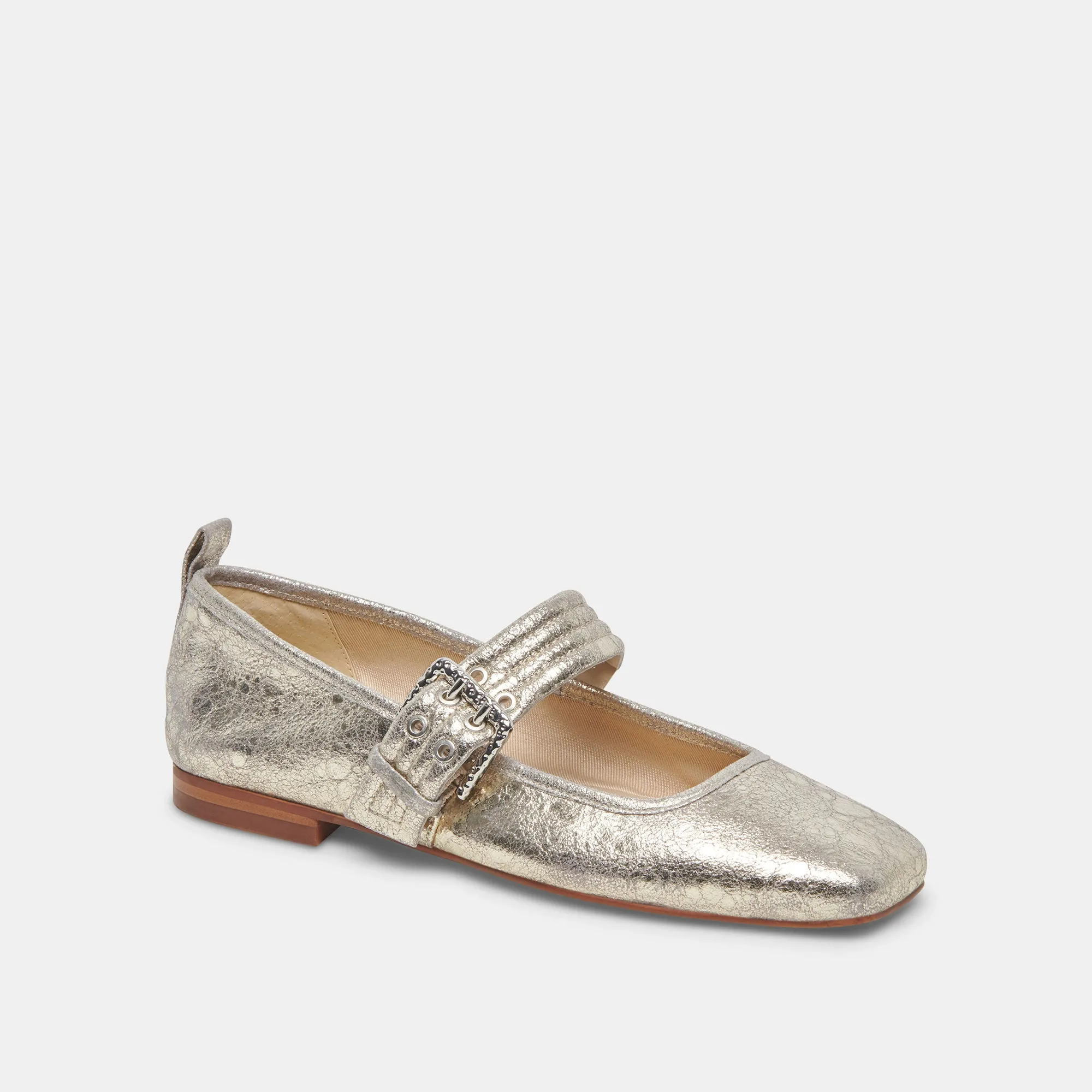 ARORA BALLET FLATS PLATINUM DISTRESSED LEATHER