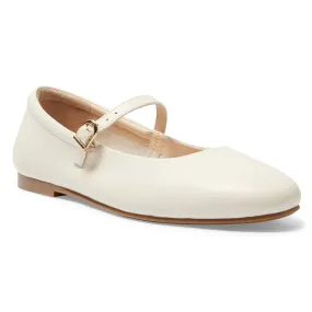 Athena Flat in Ivory Leather