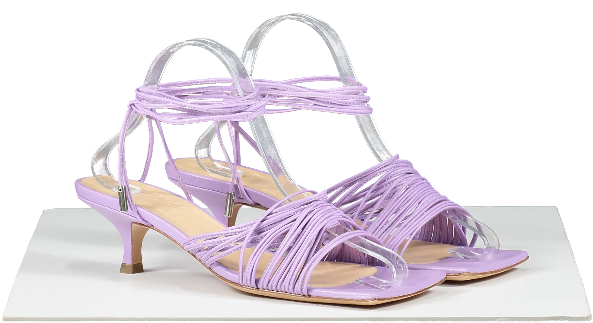 A.W.A.K.E MODE Purple Lilac Leather Strappy Kitten Heel Sandals UK 6 EU 39 👠