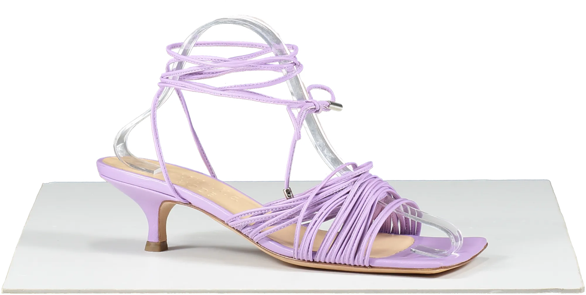 A.W.A.K.E MODE Purple Lilac Leather Strappy Kitten Heel Sandals UK 6 EU 39 👠