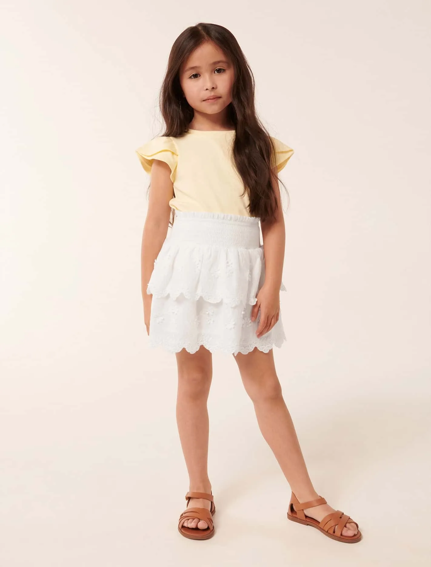 Billie Embroidered Shirred Girls Skirt