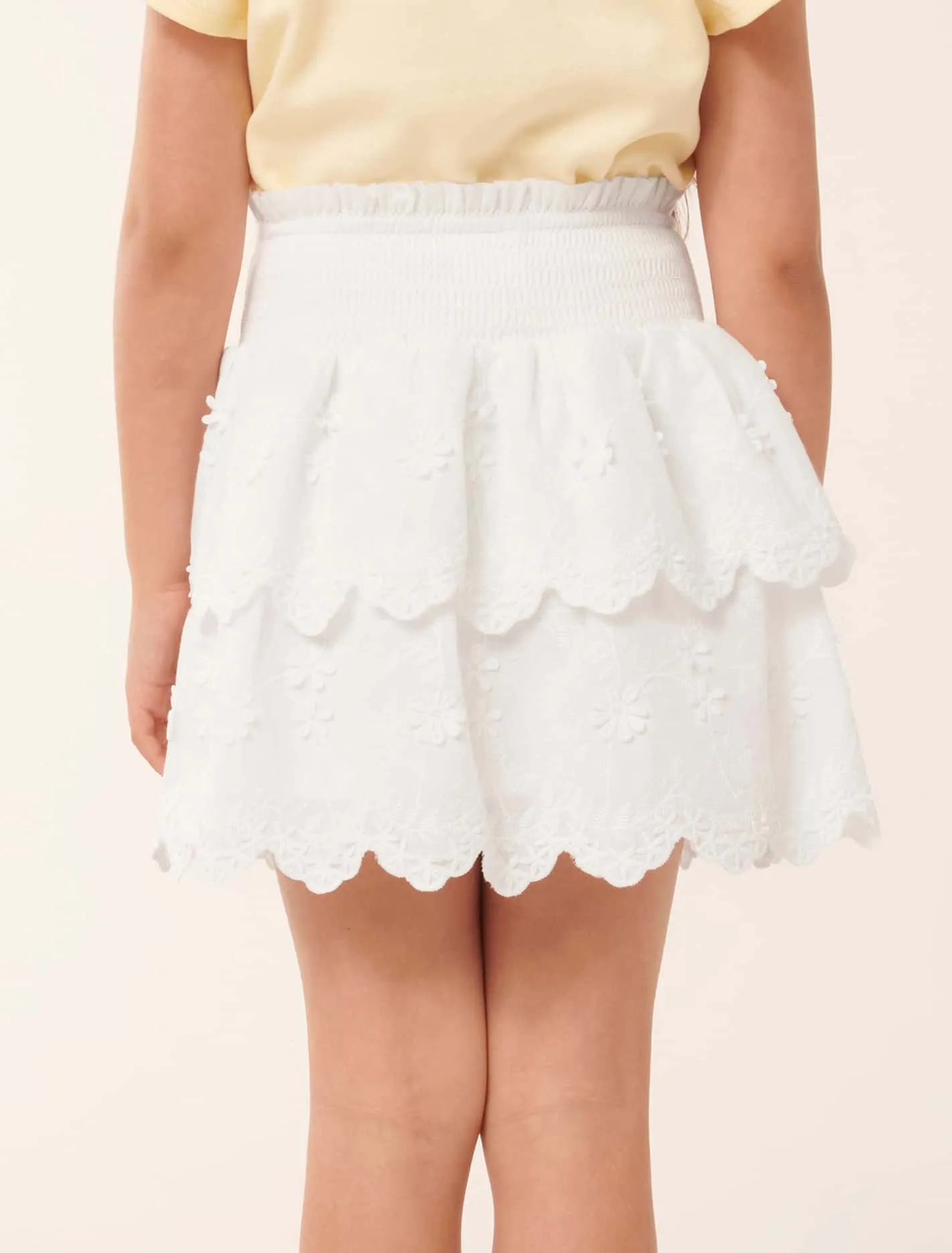 Billie Embroidered Shirred Girls Skirt