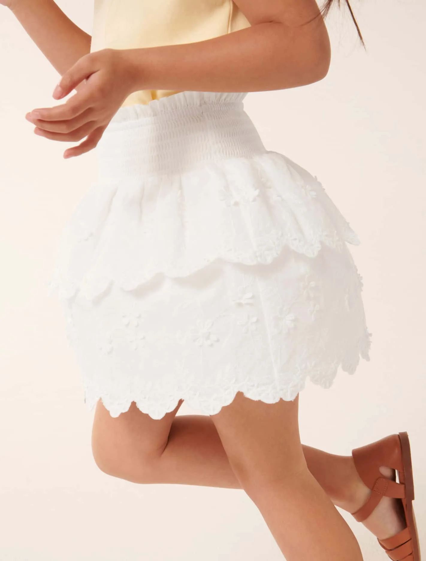 Billie Embroidered Shirred Girls Skirt