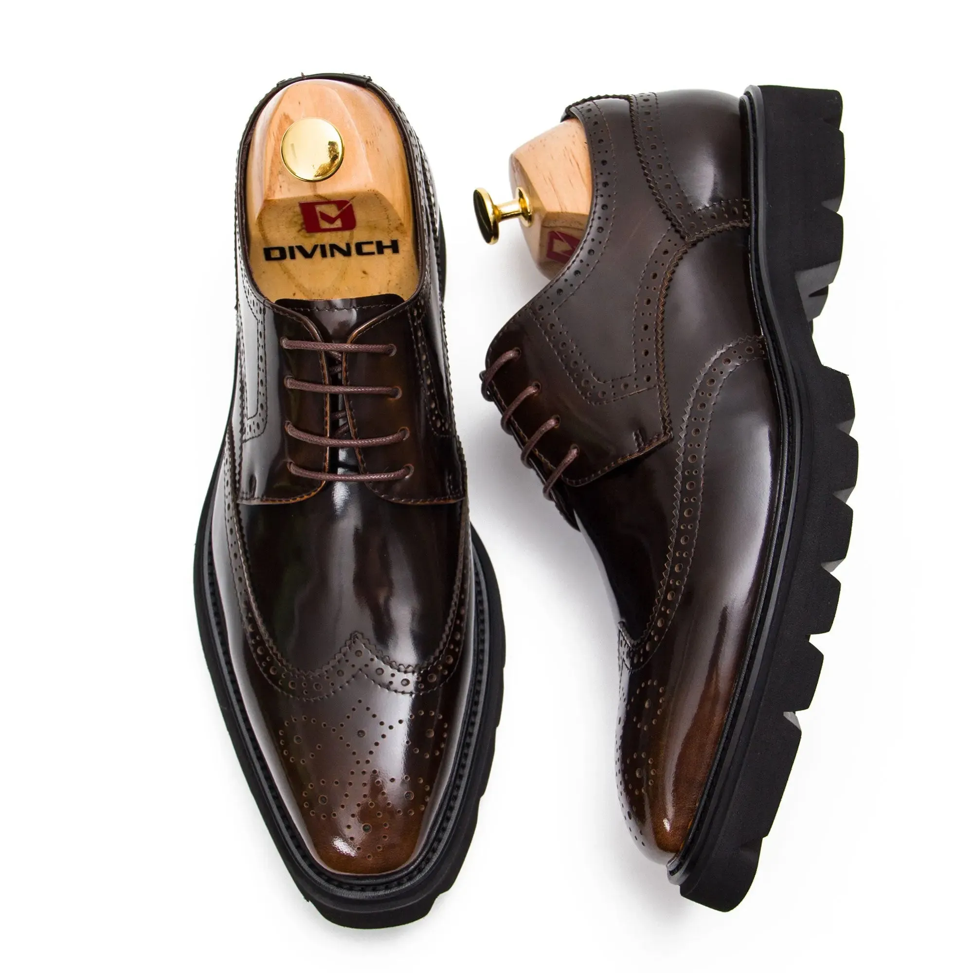 Black derby brogue shoes