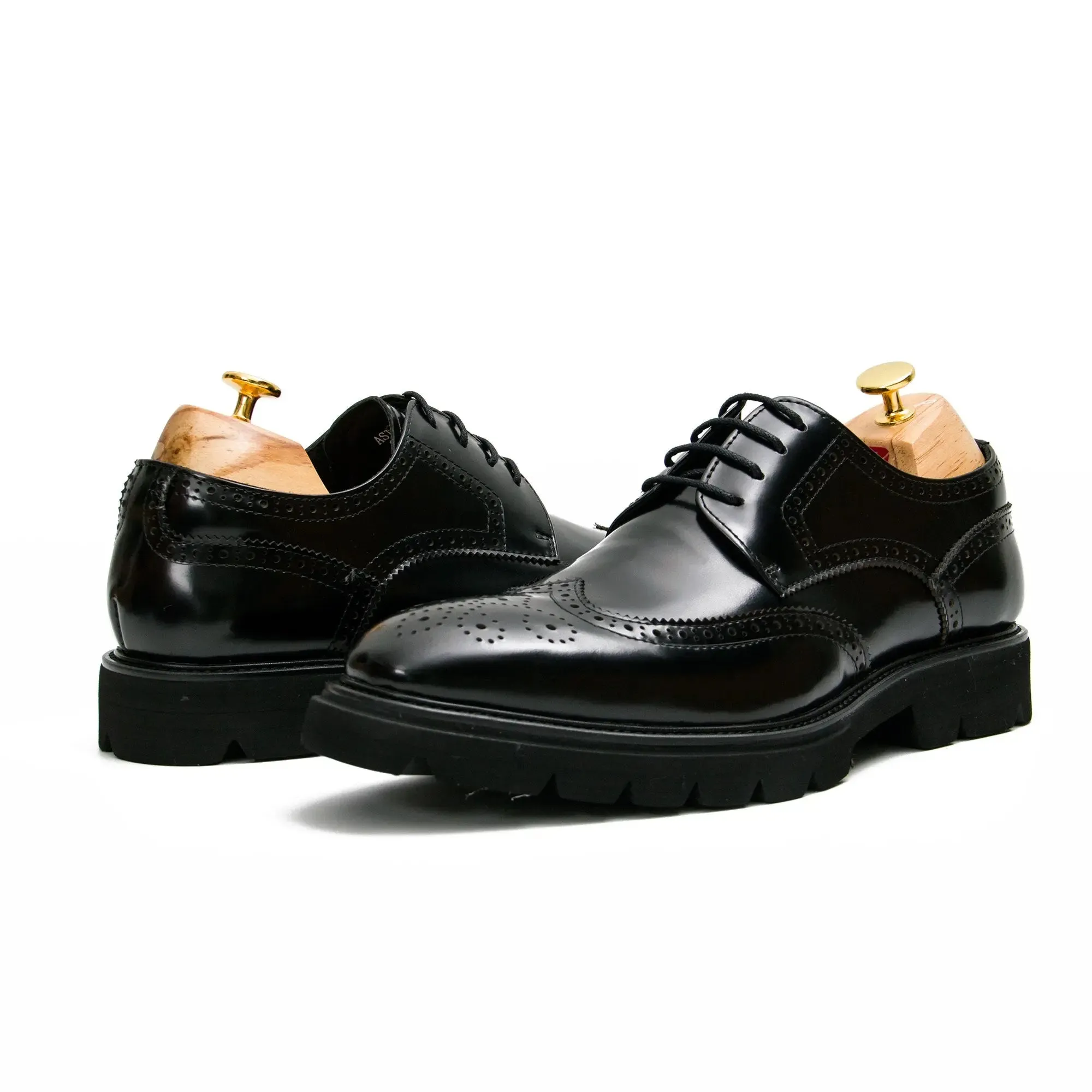 Black derby brogue shoes