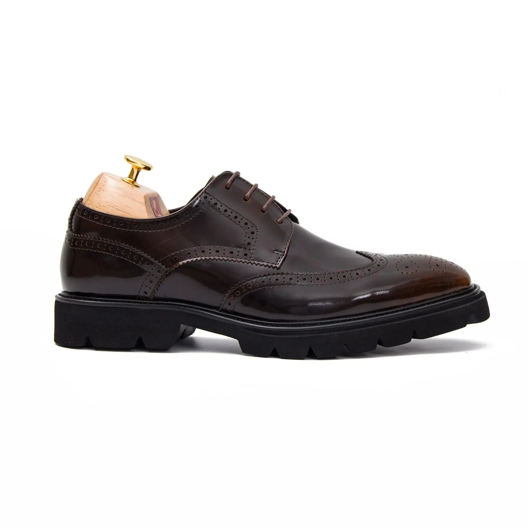 Black derby brogue shoes