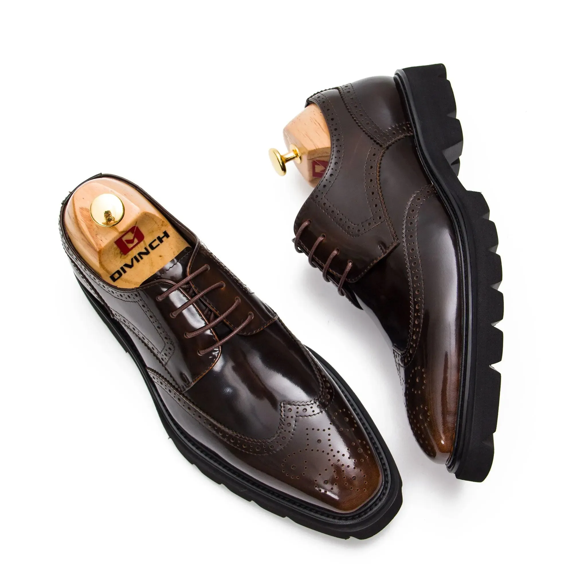 Black derby brogue shoes