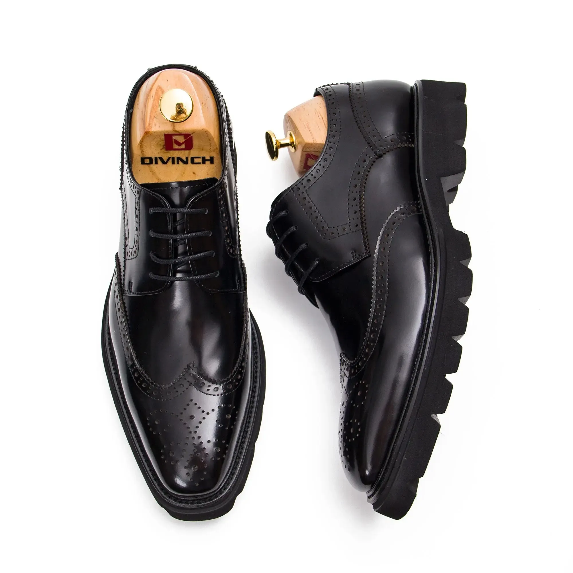 Black derby brogue shoes