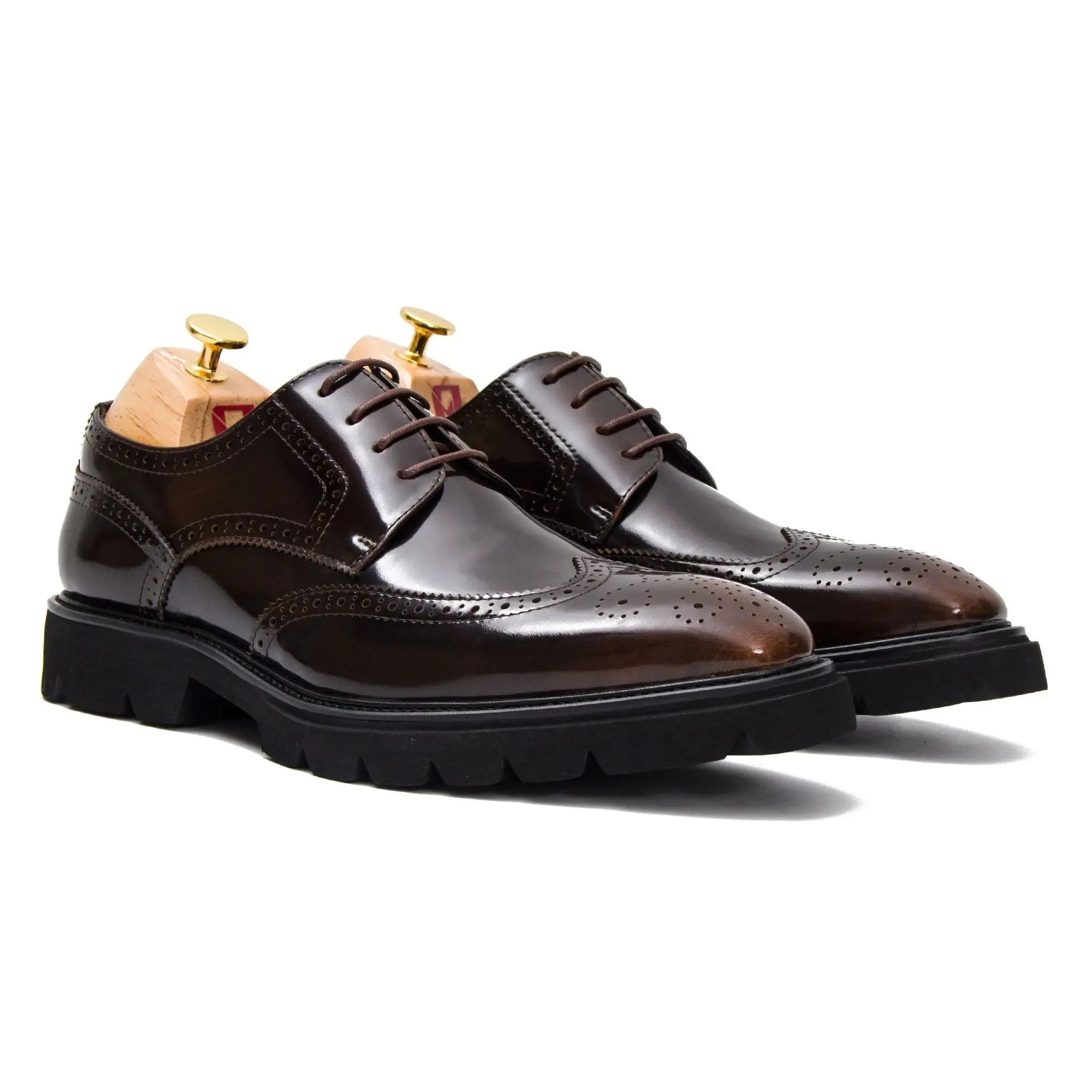 Black derby brogue shoes