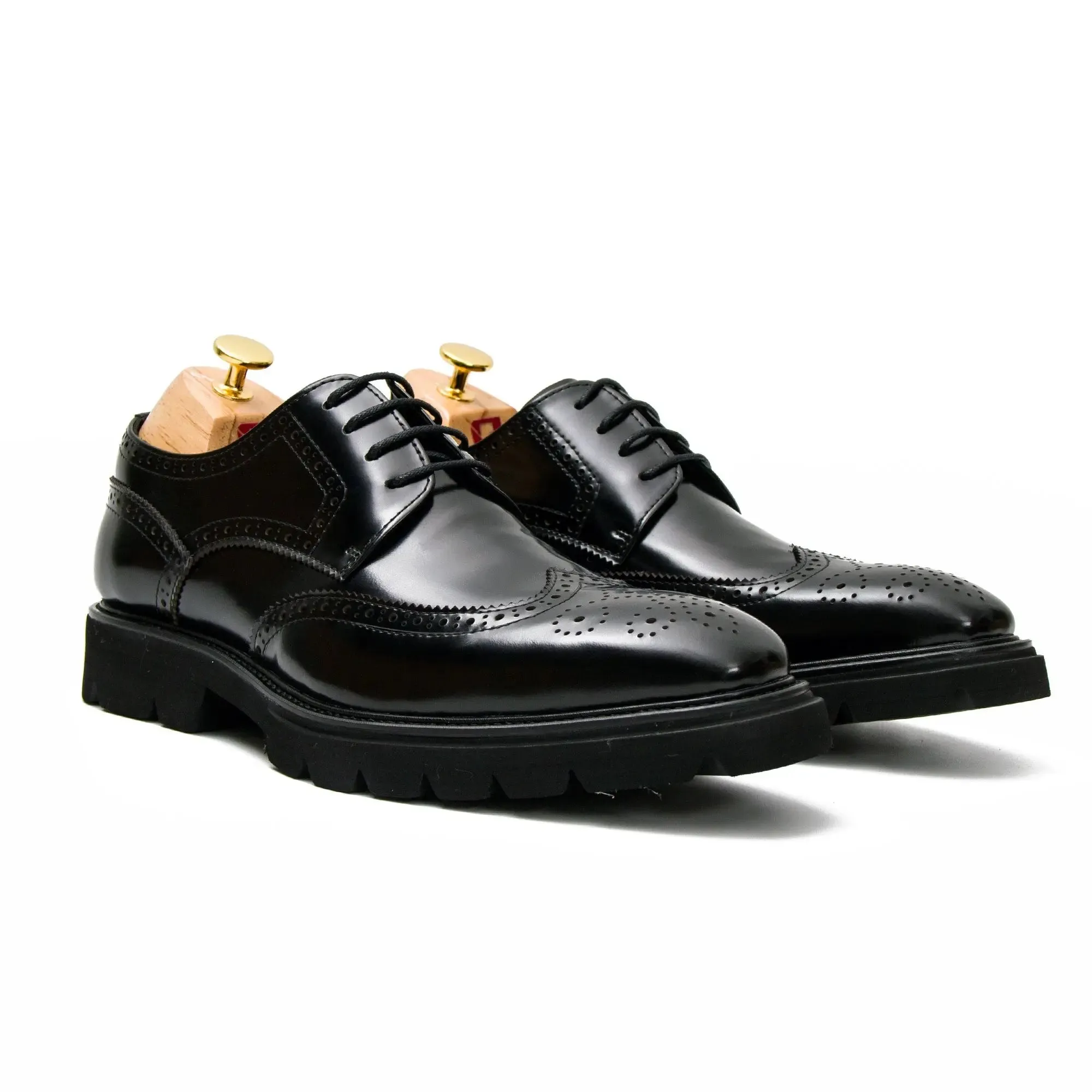 Black derby brogue shoes