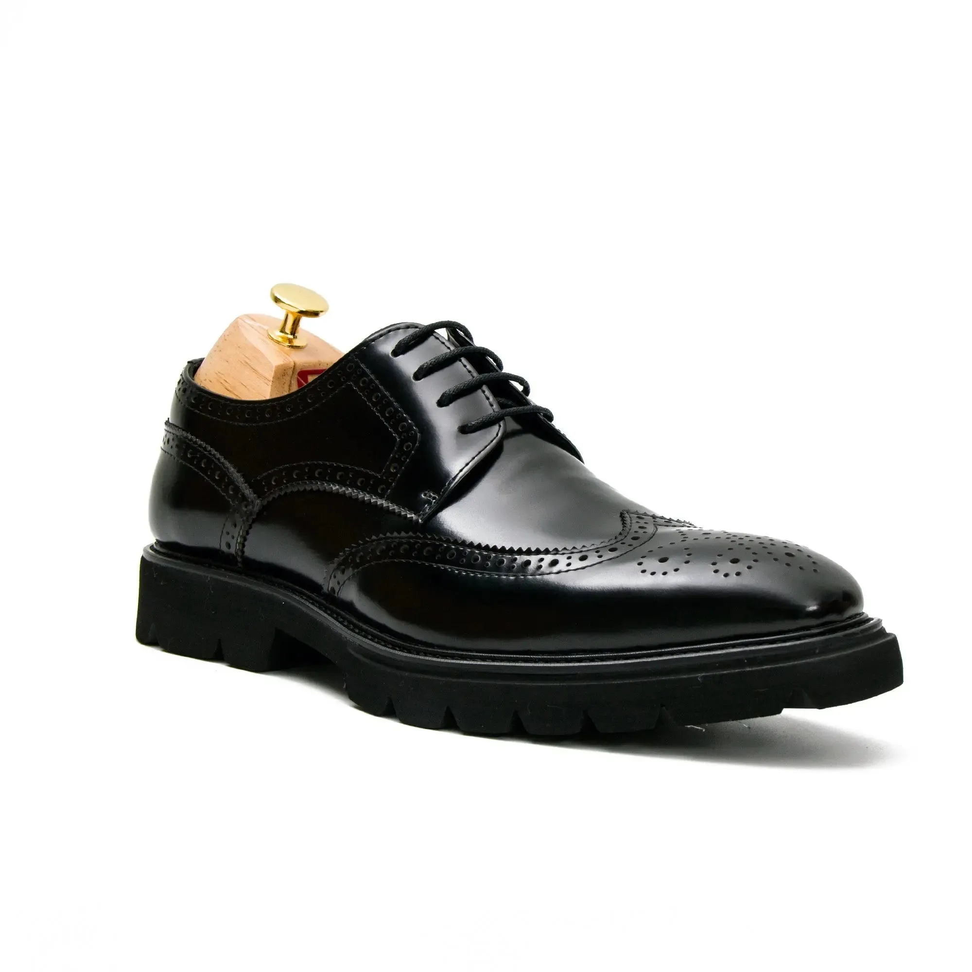 Black derby brogue shoes