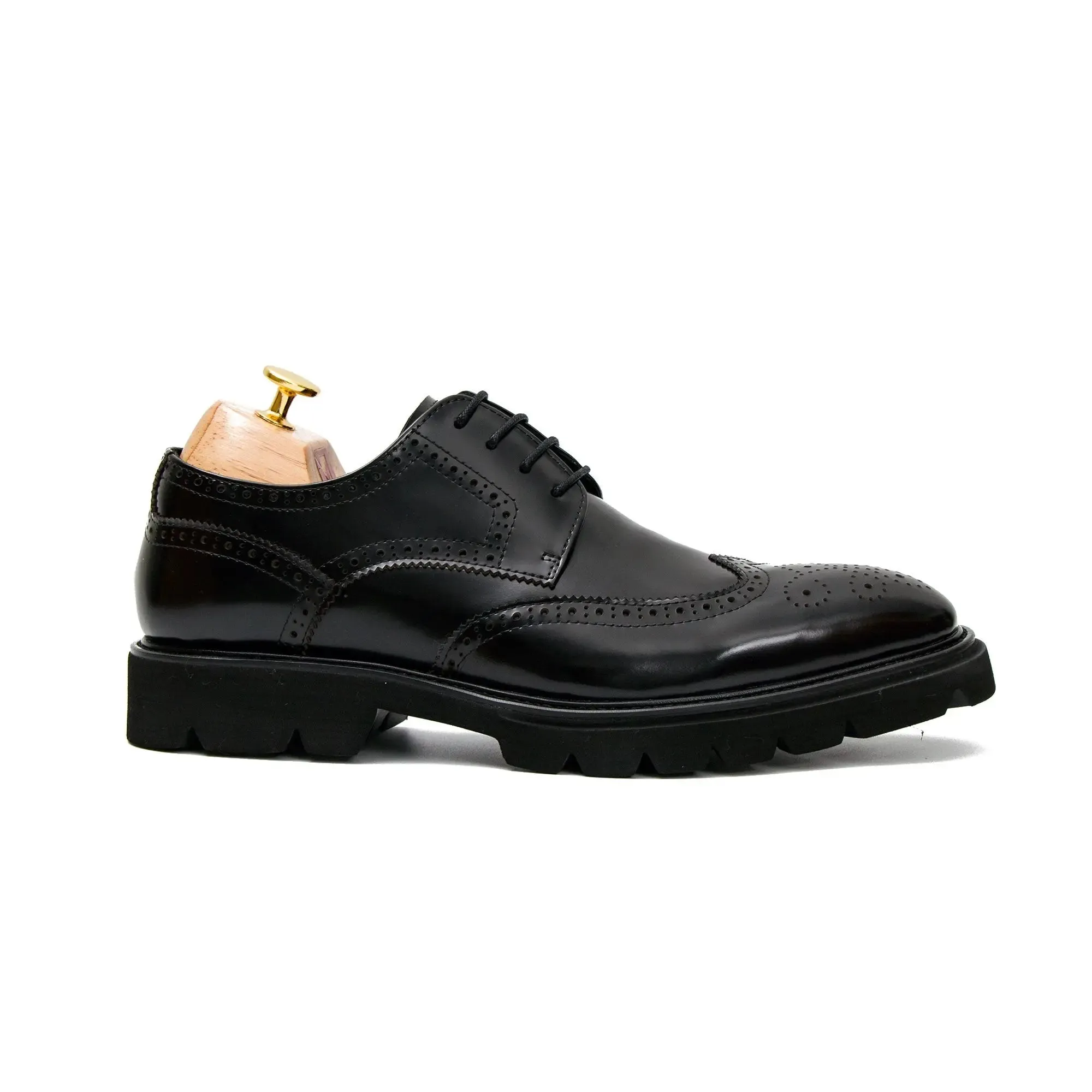 Black derby brogue shoes