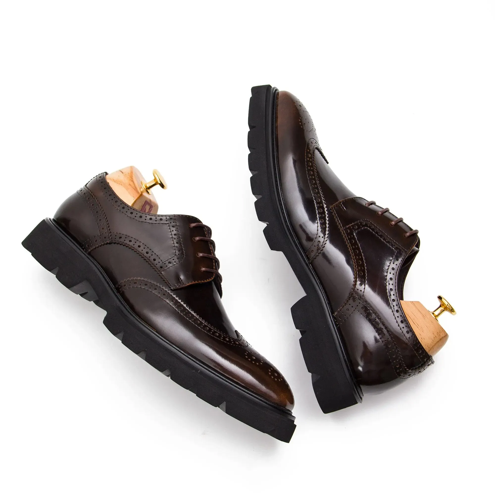 Black derby brogue shoes