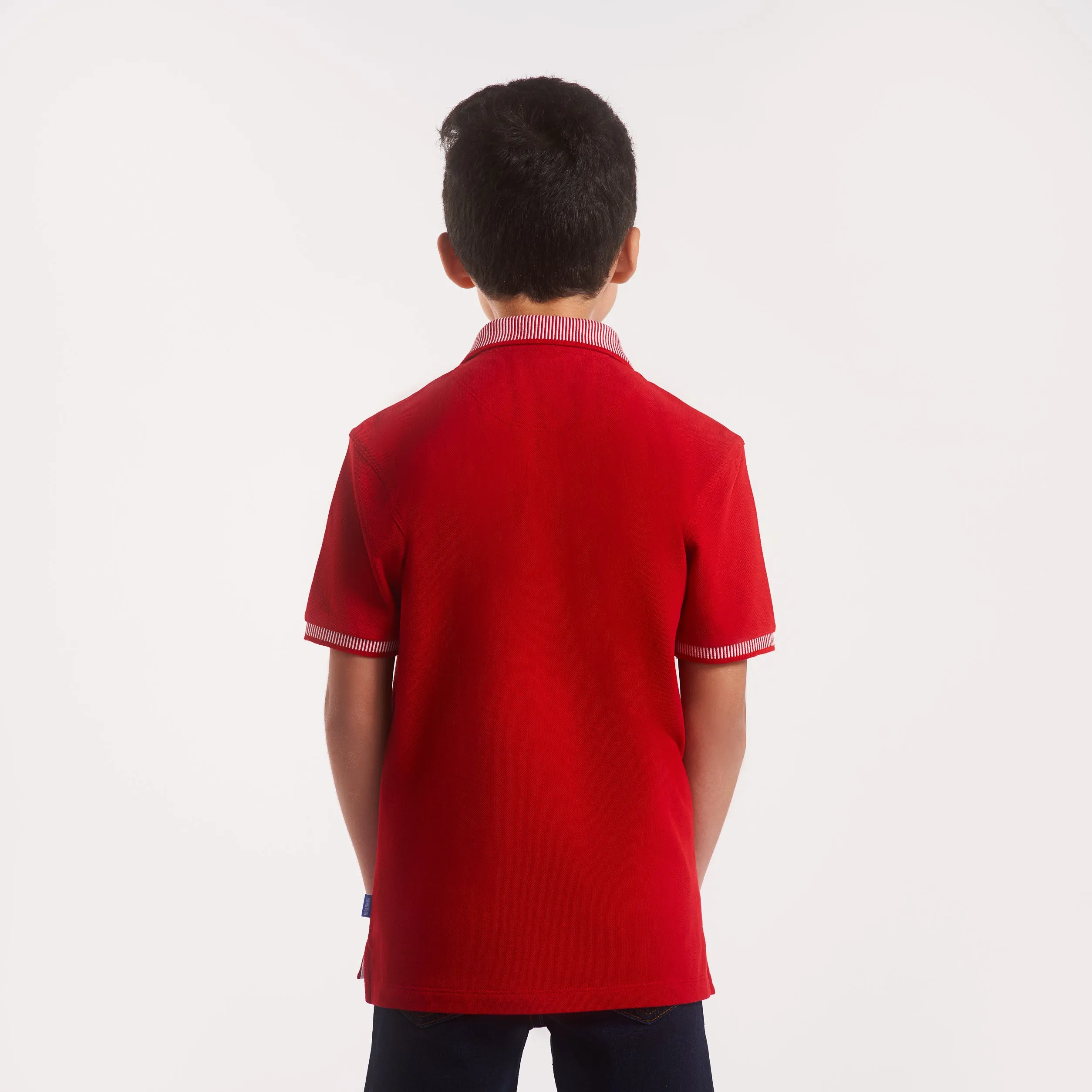 Boys striped collar w/contrast polo shirt (82)