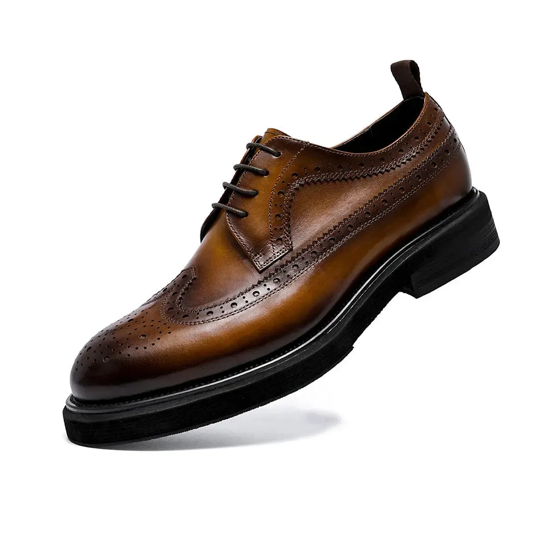 Brown leather brogue shoes