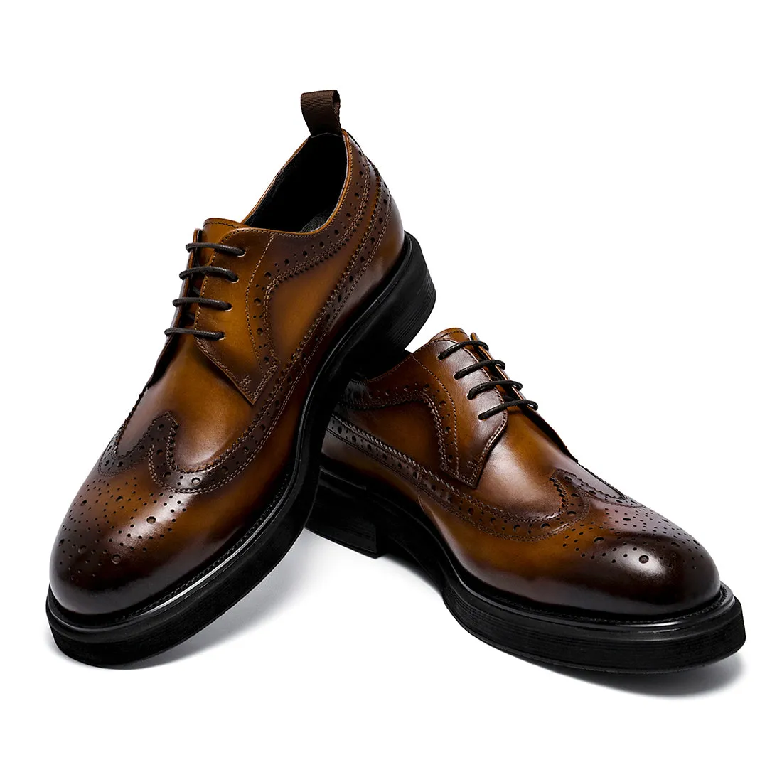 Brown leather brogue shoes