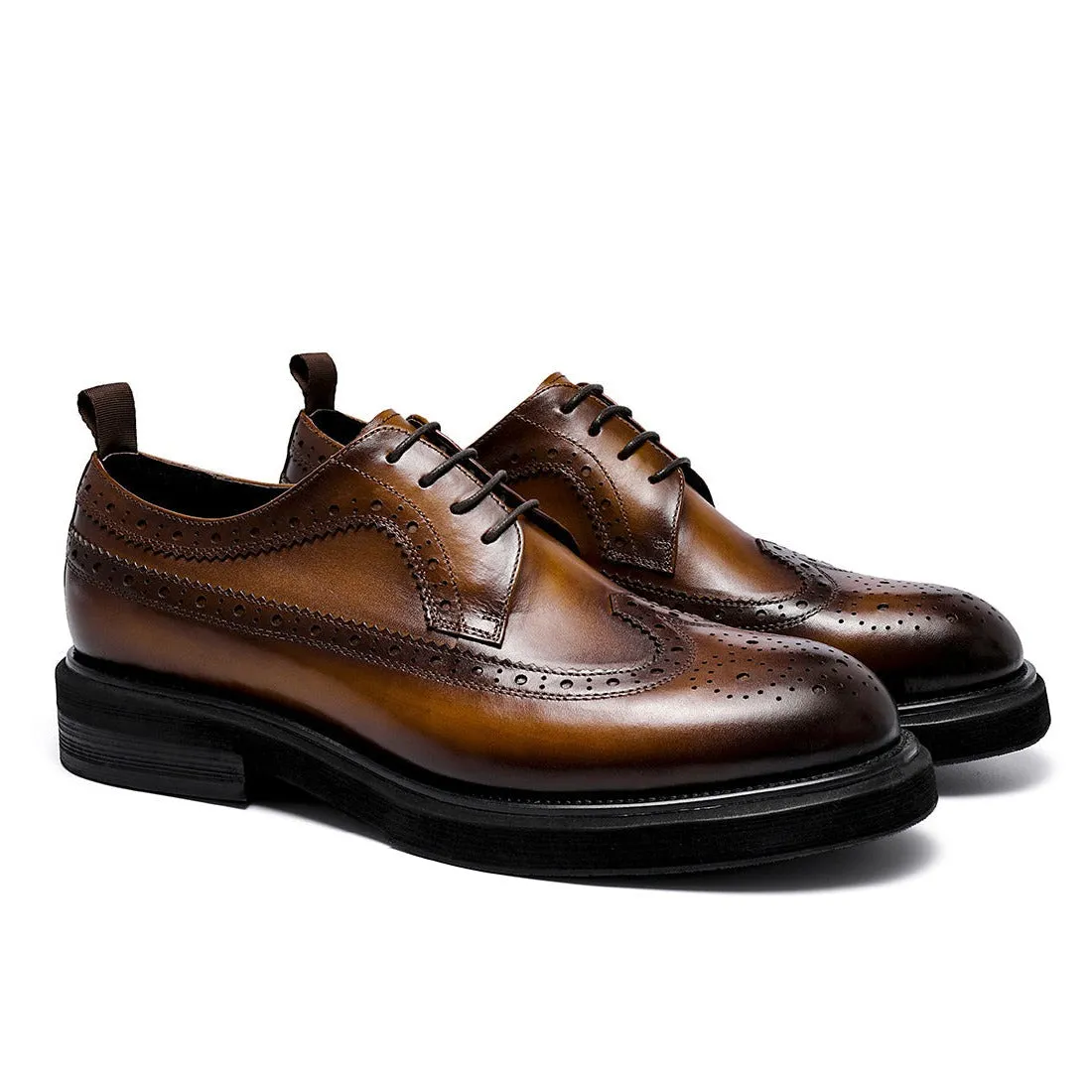 Brown leather brogue shoes