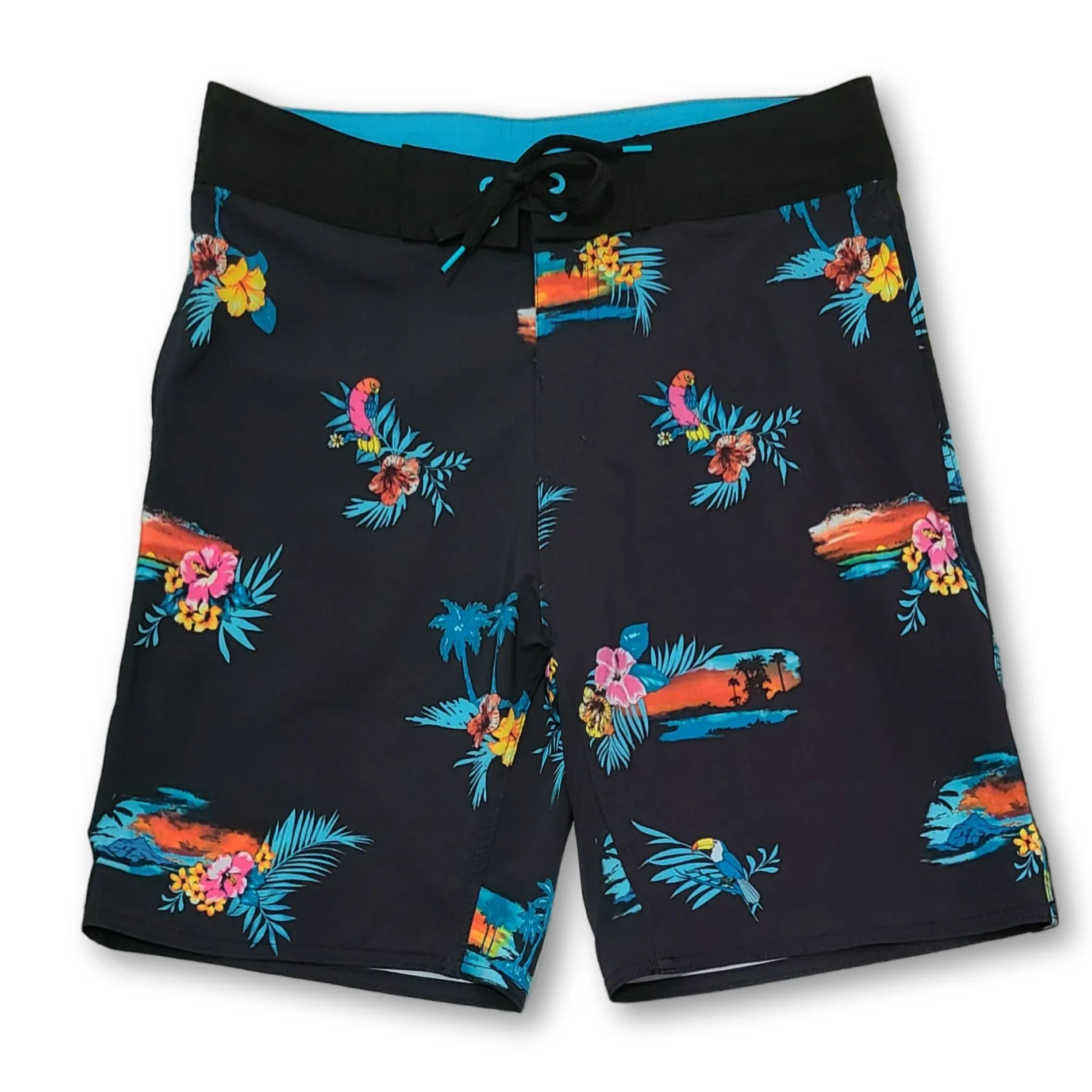 Burnside Men's Parrots Print Beach Trunks Swim Bottom Board Shorts