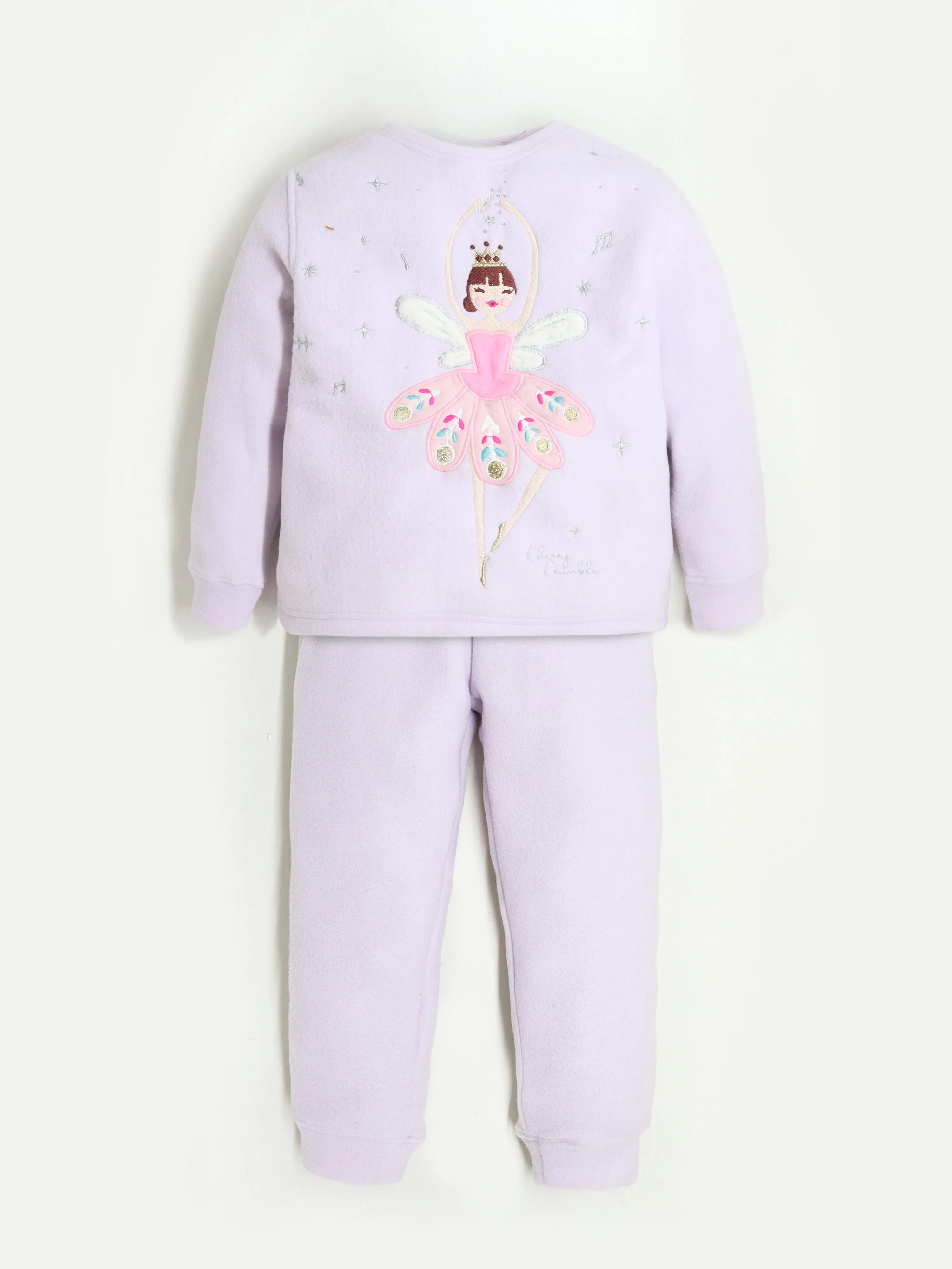 Cherry Crumble Girls Light Purple Solid Nightsuit