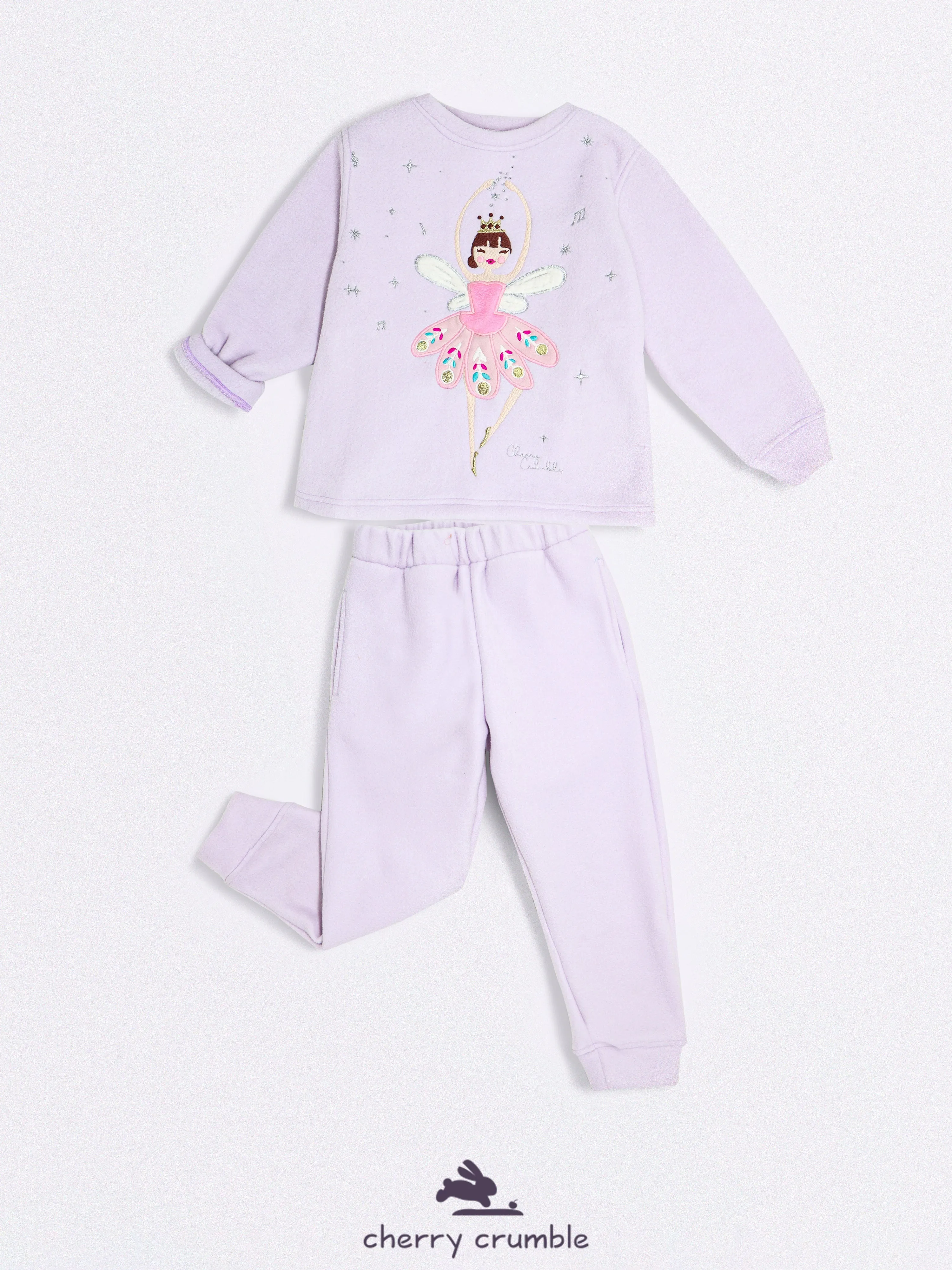 Cherry Crumble Girls Light Purple Solid Nightsuit