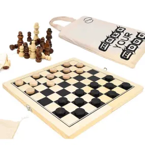 Chess and Draughts Set - Wooden 2-in-1 Set