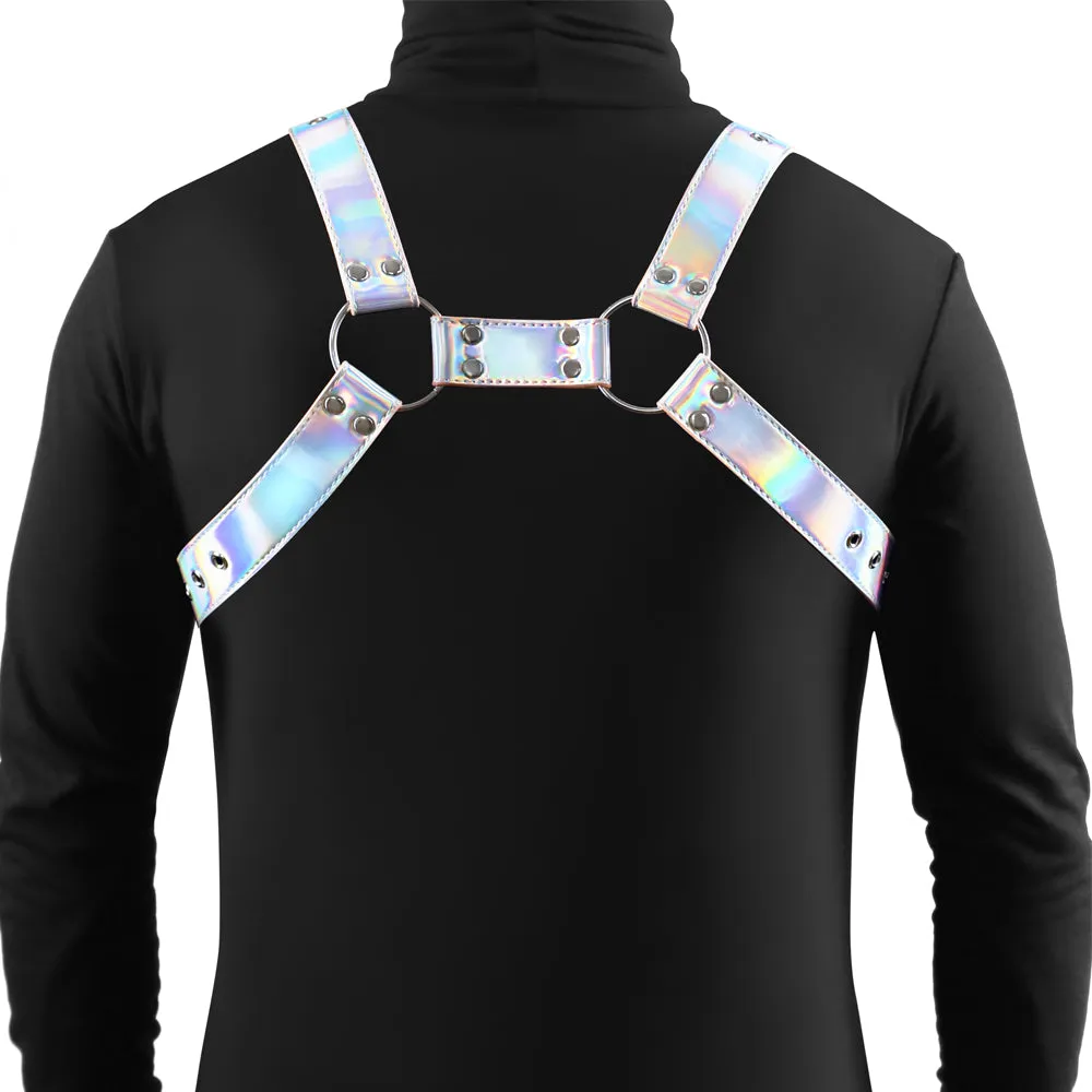 Cosmo Rogue Holographic Rainbow Bulldog Chest Harness