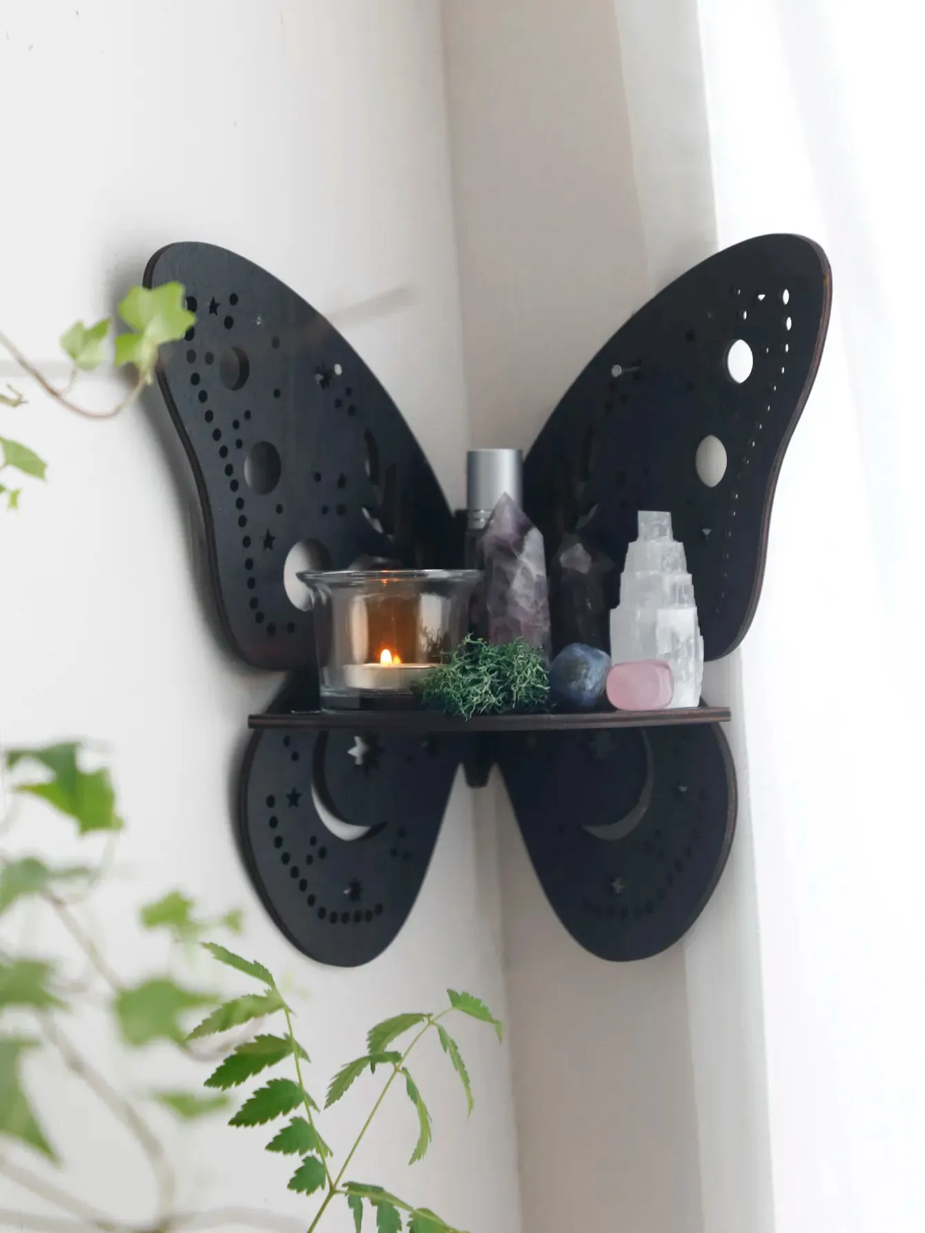 Crystal Wooden Butterfly Shelf