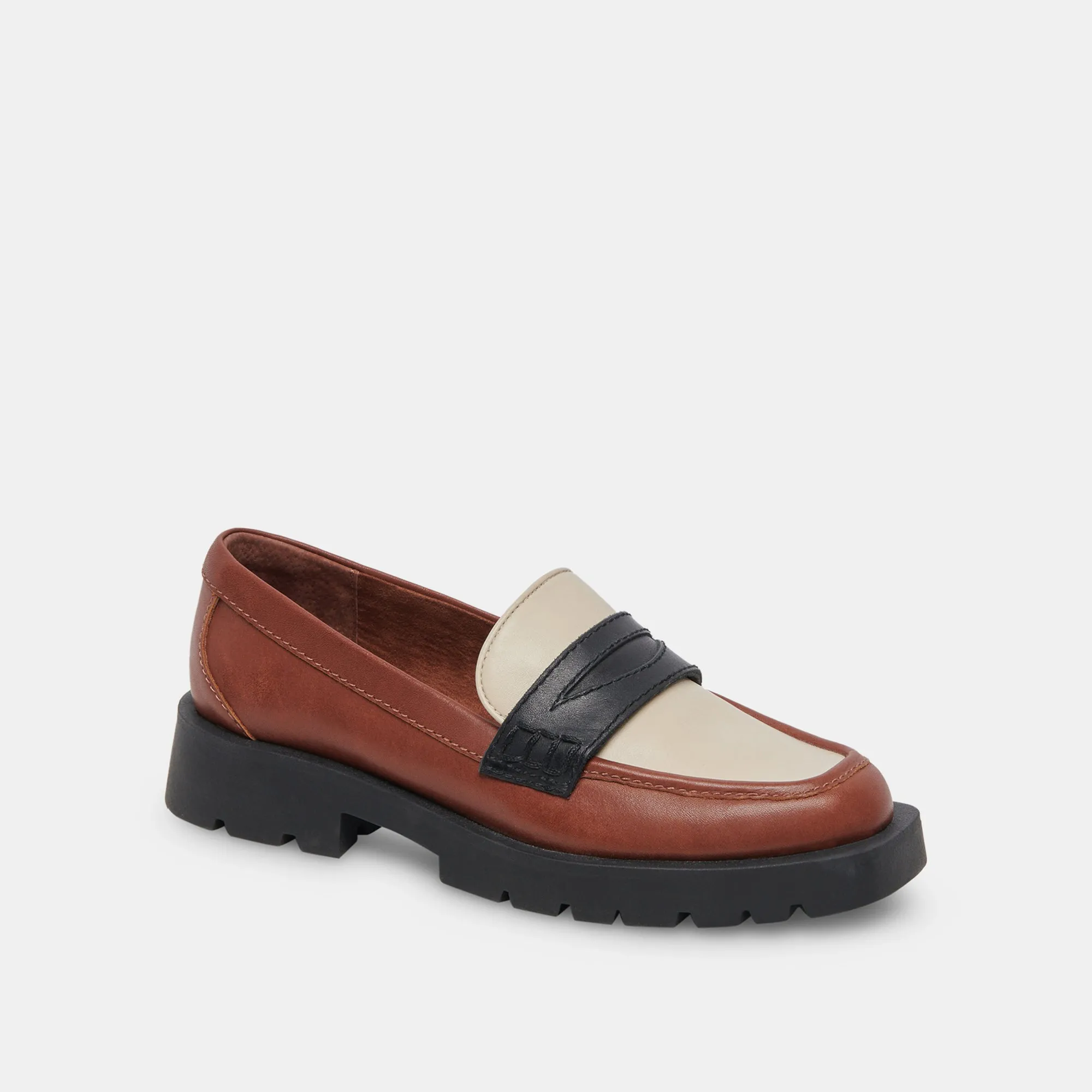 ELIAS WIDE FLATS BROWN BLACK LEATHER