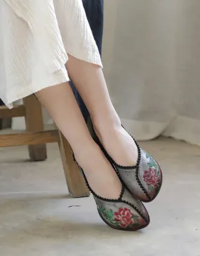 Embroidered Low-Heeled Vintage Ethnic Shoes