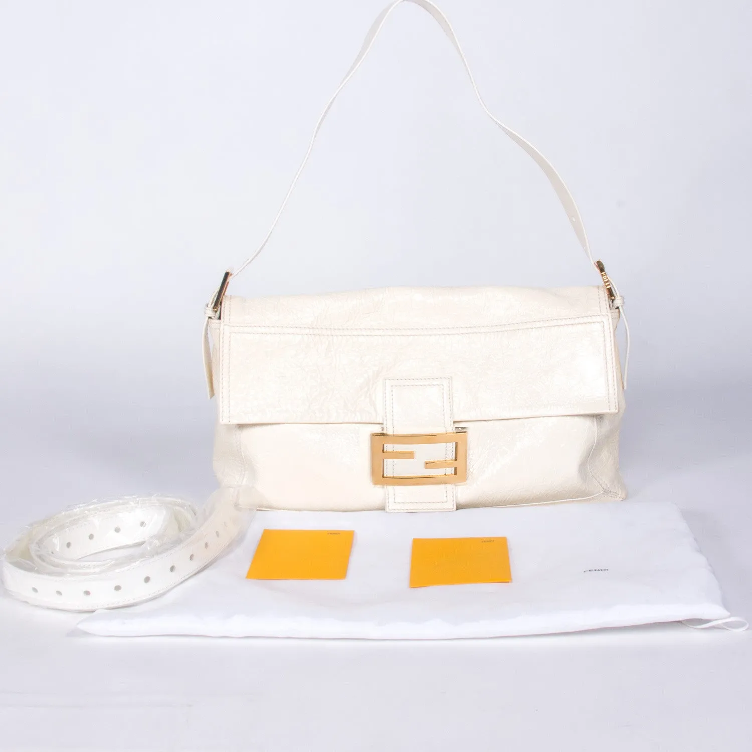 Fendi White Baguette