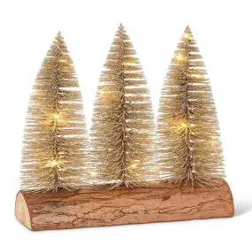 Glitter LED Tree on Log Base-Champagne-8.5"L