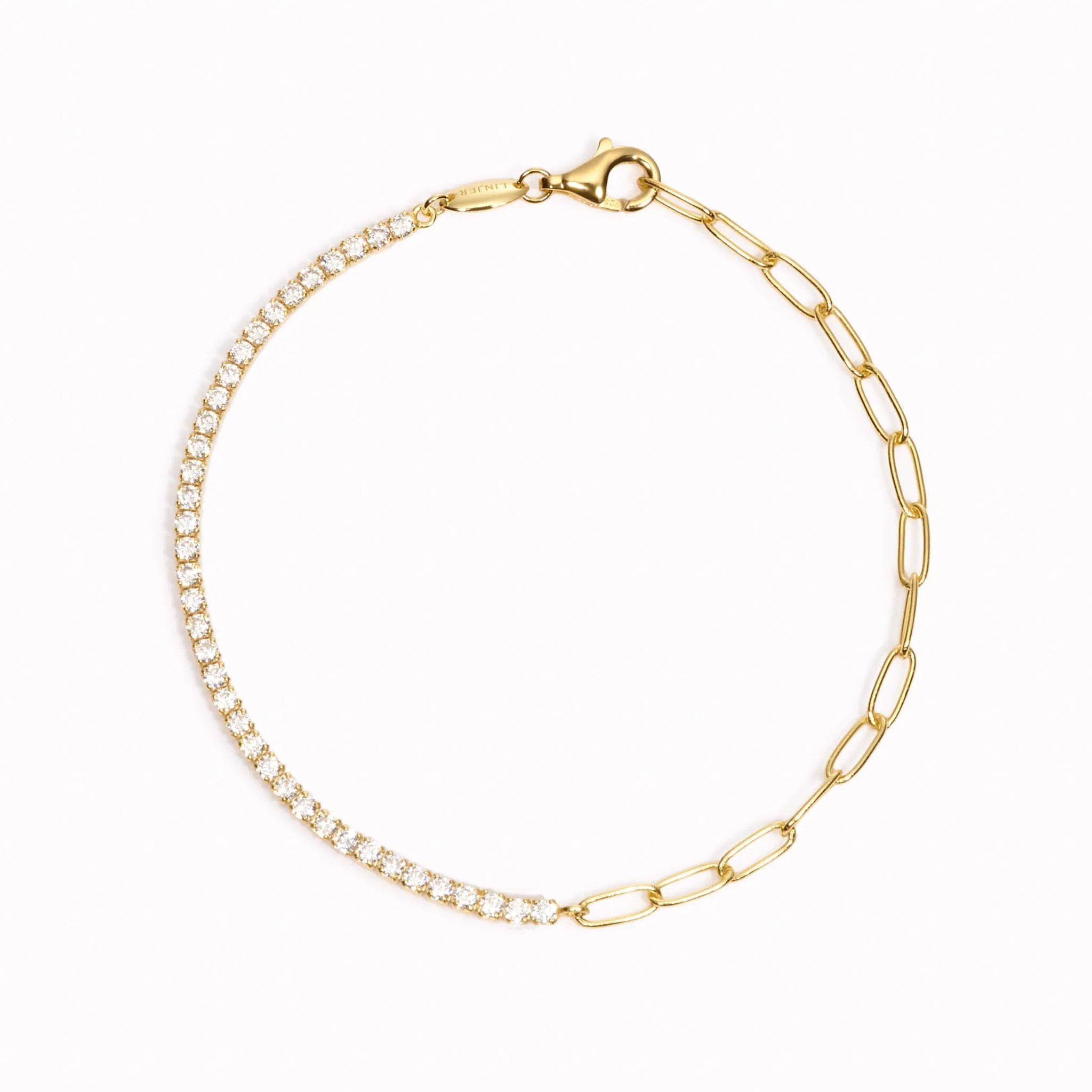 Gold Tennis Bracelet (Half) - White