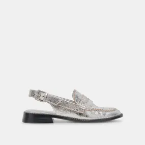 HARDI WIDE LOAFERS SILVER CRACKLED LEATHER