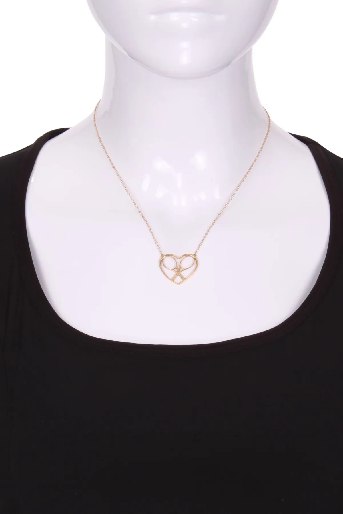 Heart   Rackets Solid Gold Tennis Necklace