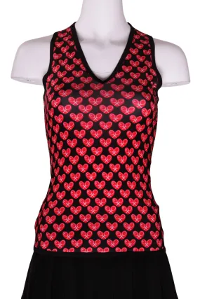 Limited Edition Mini Heart on Black Vee Tank Straight Back