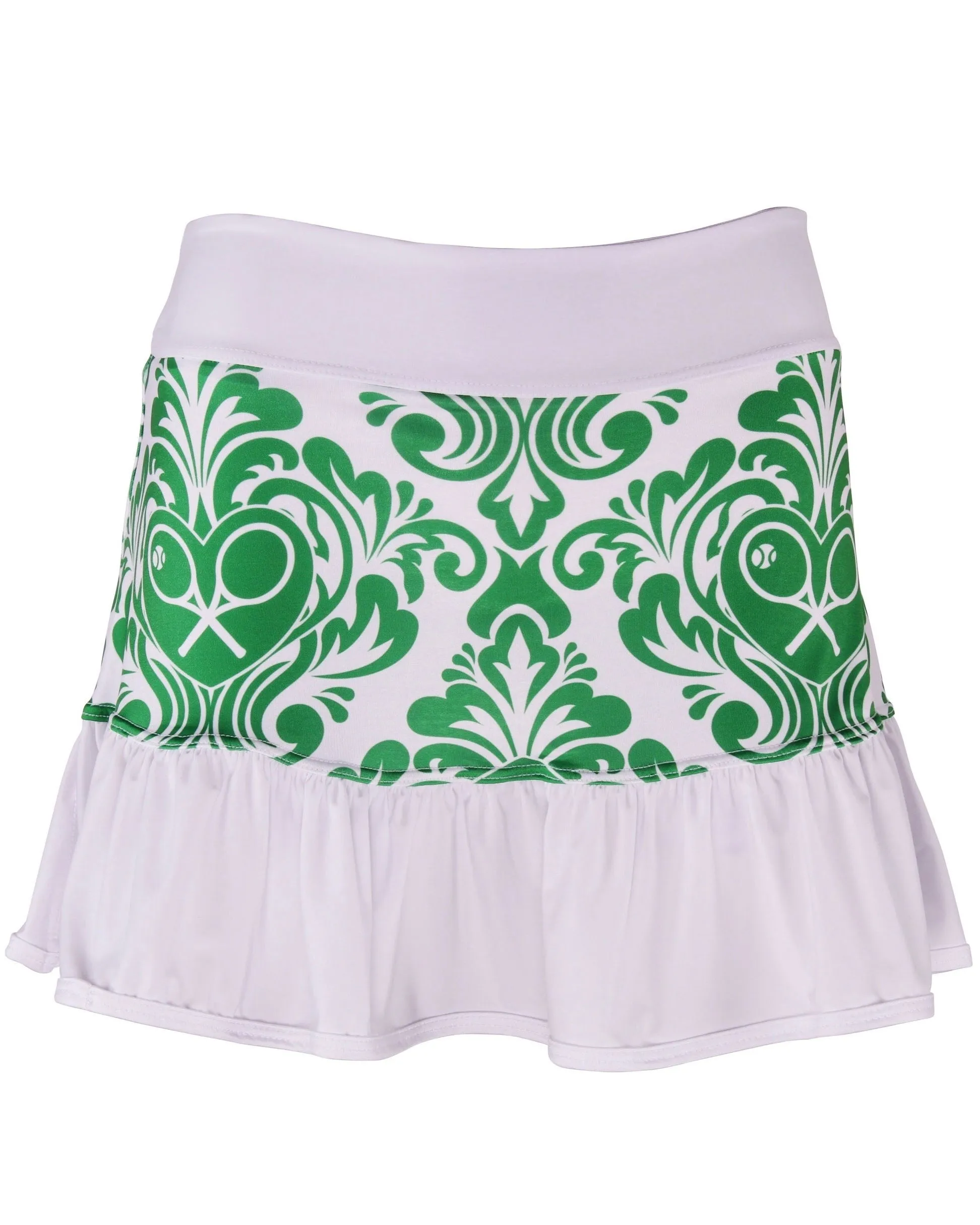 Limited Green Damask   Heart Ruffle Skirt