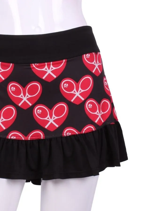 Limited Ruffle Skirt Mid Heart on Black