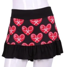 Limited Ruffle Skirt Mid Heart on Black