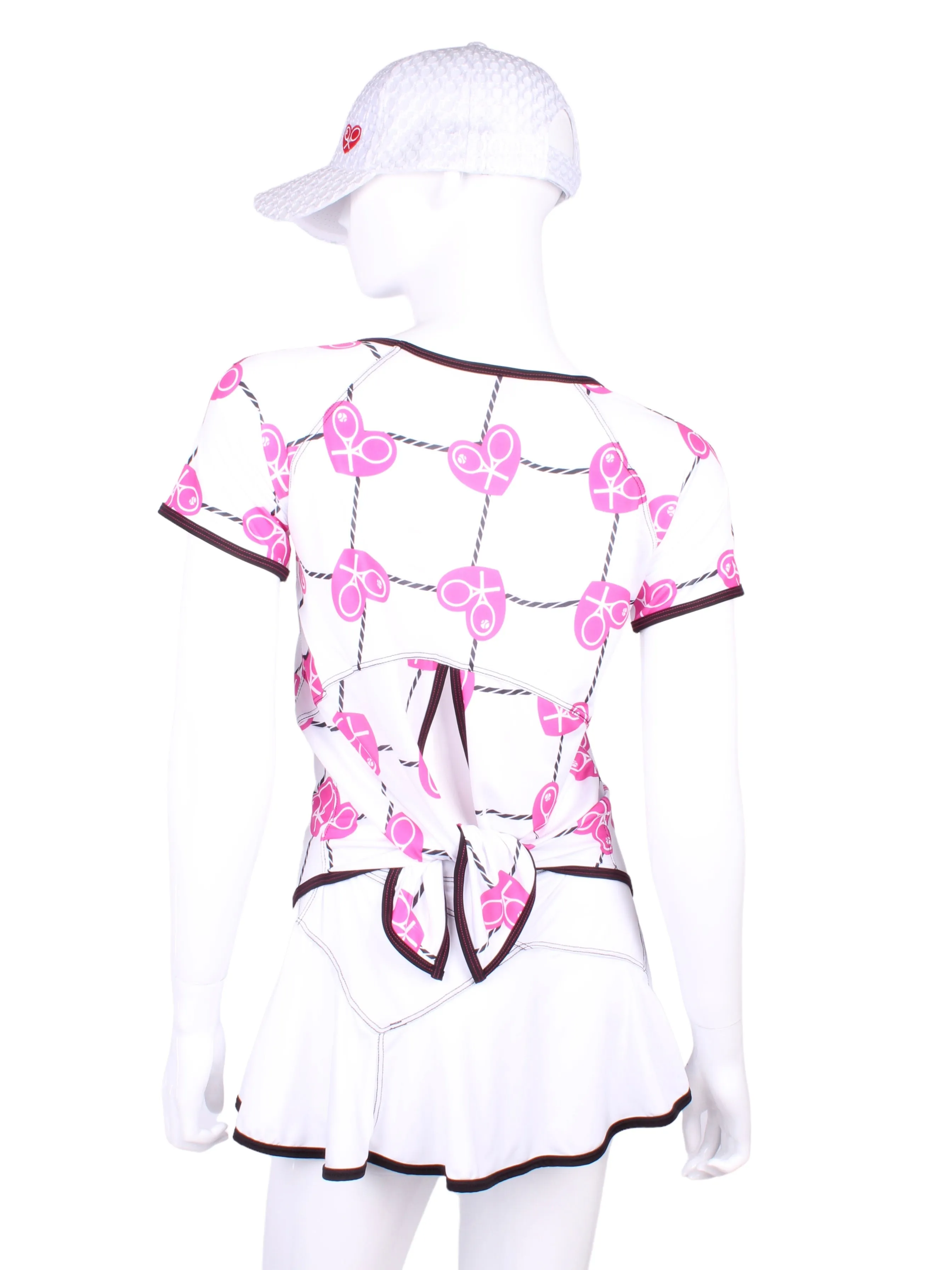 Limited Tie Back Tee Short Sleeve Pink Hearts & Net